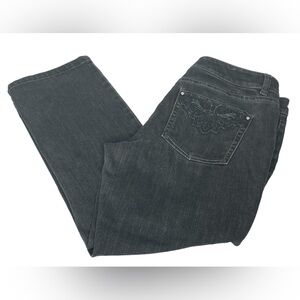 White House Black Market Blanc Crop Leg Jeans Womens Size 6 Black Denim Mid Rise